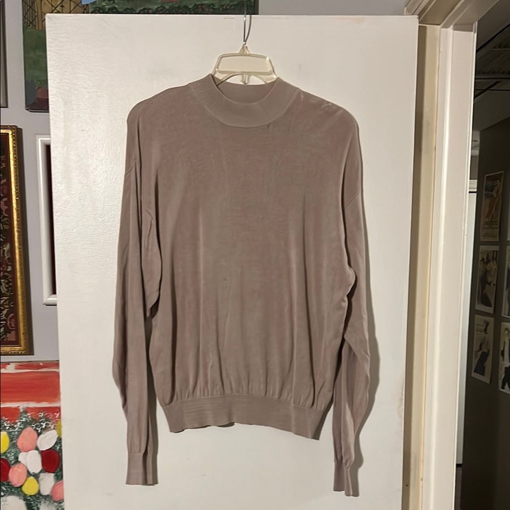 Baracuta mens light tan mock turtleneck sweater